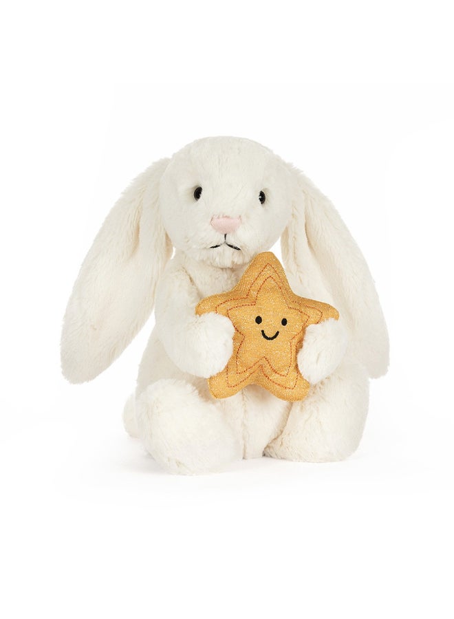 Jellycat دمية جليكات أرنب كريمي مع نجمة، لعبة محشوة فائقة النعومة تحمل نجمة ذهبية، هدية مريحة لطيفة للأطفال، الرضع وجامعي التحف، 31 سم - Image 1
