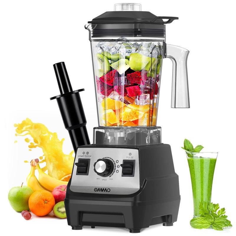OMMO Blender 1800W Professional High Speed Countertop Blender with Stainless Steel Blades 60oz BPA Free Jar for Shakes and Smoothies Ice and Fruits Dishwasher Safe