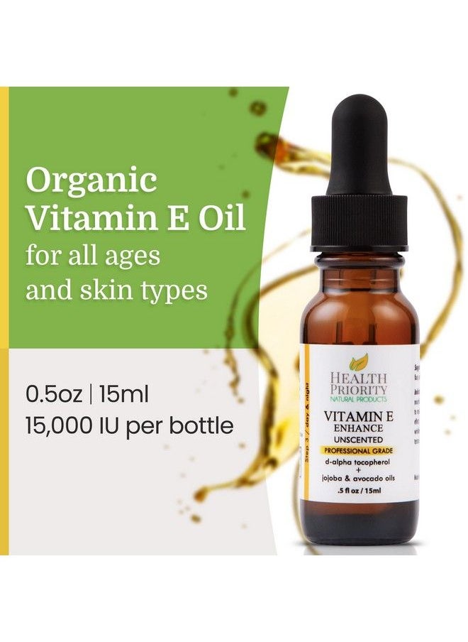 Health Priority Natural Products Organic Vitamin E Oil For Skin & Scars :100% Pure Natural Vitamin E Serum Hand Made In South Carolina : 15000 Iu Vitamin E For Face & Hair: Nongmo Gluten & Cruelty Free Vegan : Unscented 05 Fl Oz  - Image 3