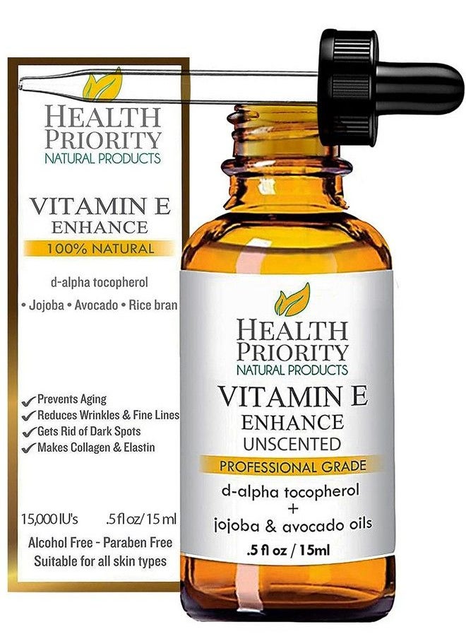 Health Priority Natural Products Organic Vitamin E Oil For Skin & Scars :100% Pure Natural Vitamin E Serum Hand Made In South Carolina : 15000 Iu Vitamin E For Face & Hair: Nongmo Gluten & Cruelty Free Vegan : Unscented 05 Fl Oz  - Image 2