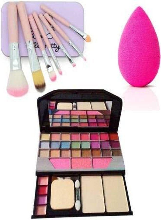 Ovking Makeup Kit 6155 7 Hello Kitty Makeup Brush, 1 Sponge puff Combo Set - Image 1
