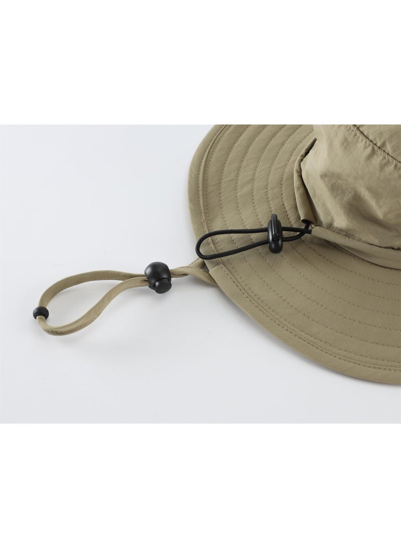 خاجول قبعات دلو الشمس للرجال والنساء، قبعة صيد وشاطئ واسعة الحواف بعامل حماية من الأشعة فوق البنفسجية 50+ (كاكي) - Image 4