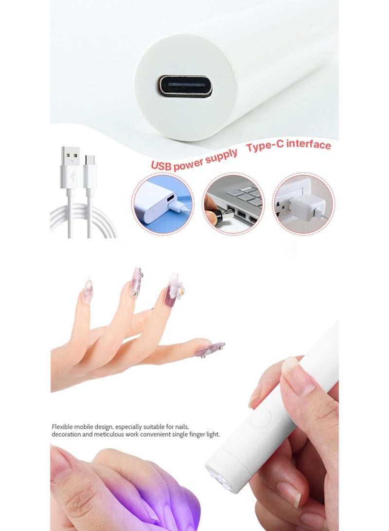 Makeup Gift,Handmade Fake Nails Set,Luxury Golden Color Hard Shell Cosmetic Bag, Handheld UV LED Nail Lamp with USB Charging CablePurple) - Image 2