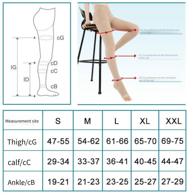 Unisex 20-30mmHg medical high tube elastic socks 2 pairs, pressure support stockings - Image 3