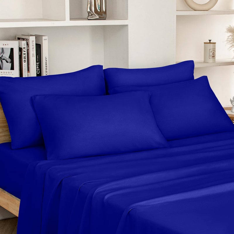 HOMEIDEAS Queen Size Bed Sheets - 6 Piece Set (Royal Blue) - Extra Soft Brushed Microfiber 1800 Bedding Sheets  Deep Pocket  Wrinkle & Fade Free - Image 1
