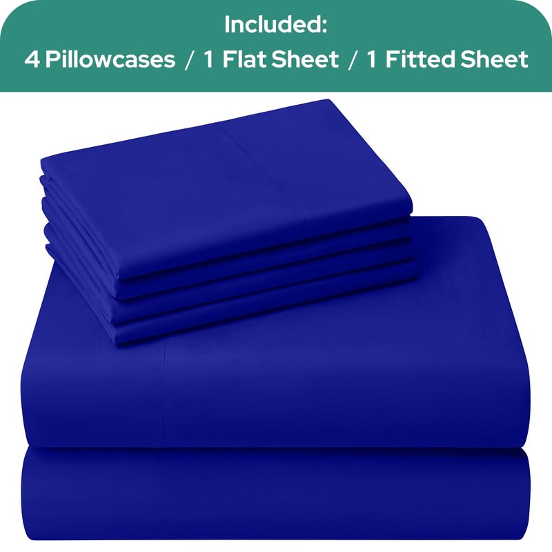 HOMEIDEAS Queen Size Bed Sheets - 6 Piece Set (Royal Blue) - Extra Soft Brushed Microfiber 1800 Bedding Sheets  Deep Pocket  Wrinkle & Fade Free - Image 4
