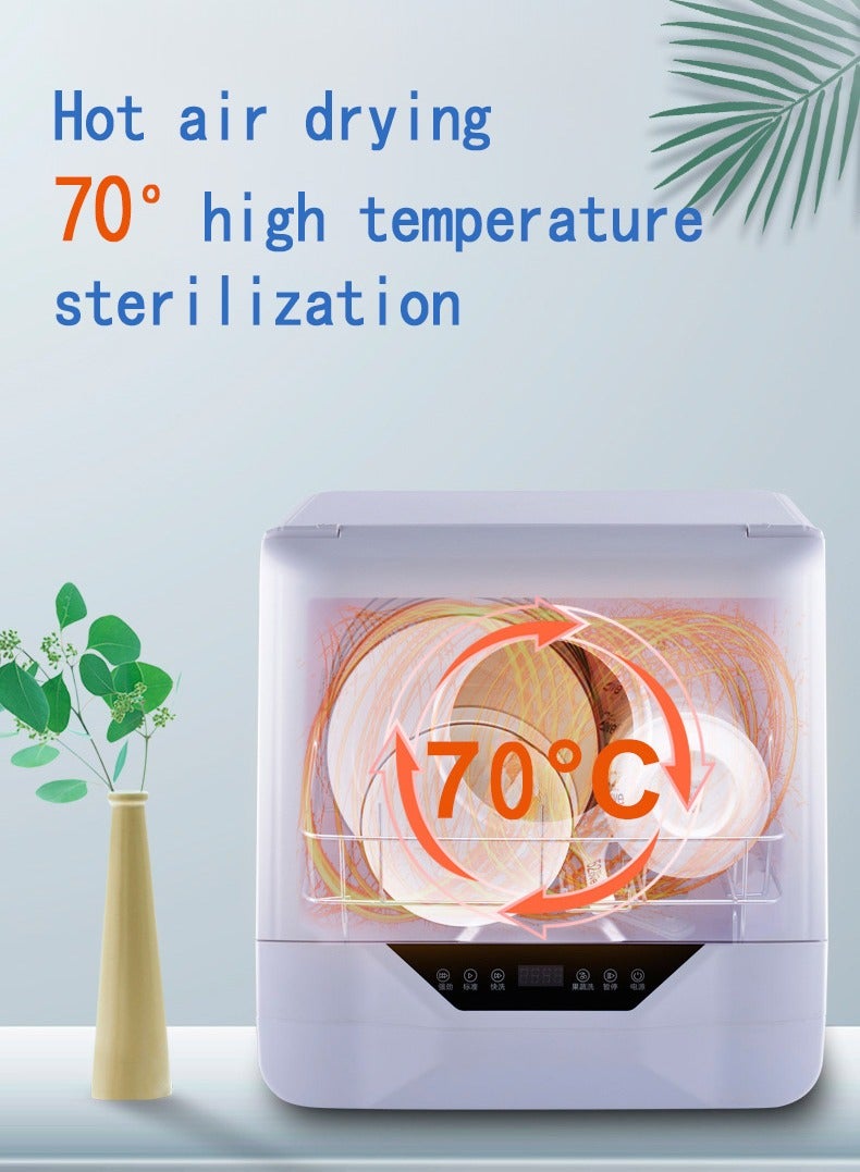 تيلانبو غسالة أطباق محمولة صغيرة الحجم بدون الحاجة إلى التركيب، 4 برامج غسيل، بما في ذلك غسل الفاكهة، ذراع رش 360 درجة، تعقيم بدرجة حرارة عالية 70 درجة مئوية وتجفيف بالهواء الساخن للشقق والمساكن والمركبات الترفيهية - Image 2