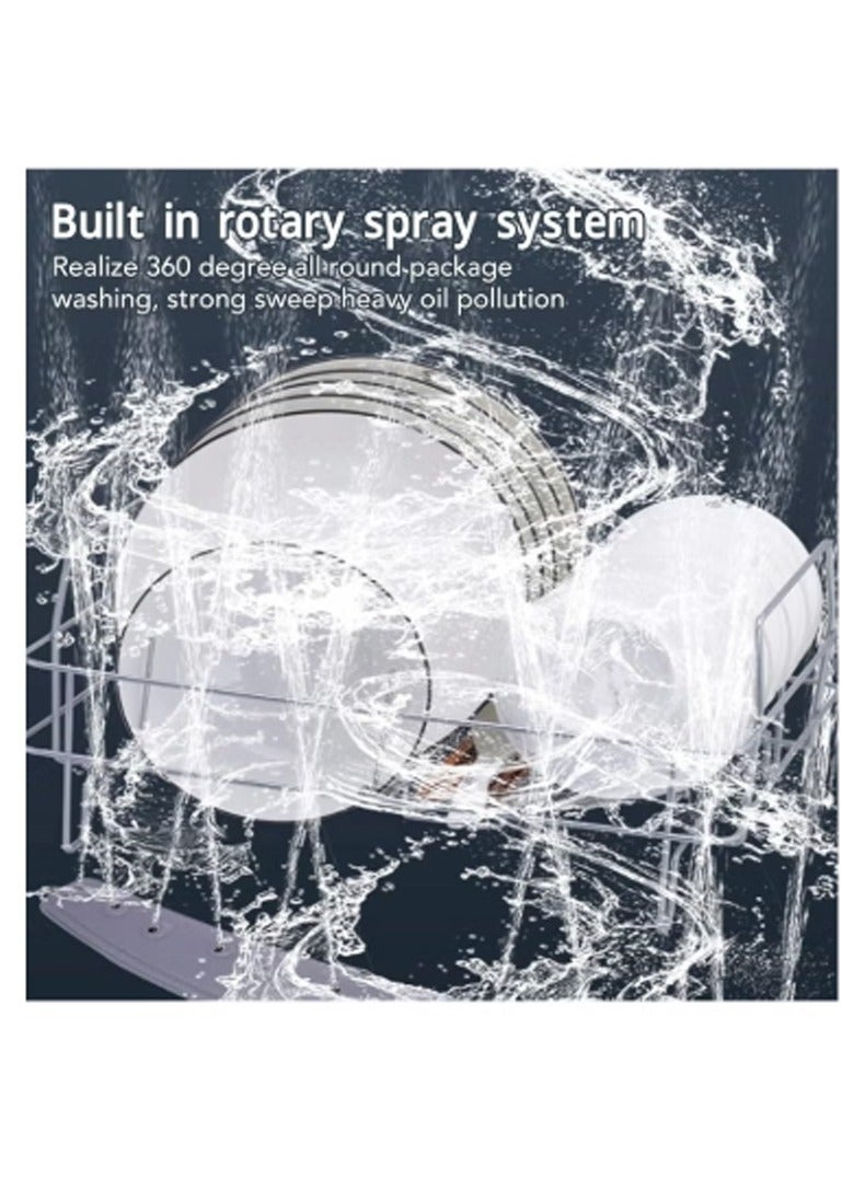 تيلانبو غسالة أطباق محمولة صغيرة الحجم بدون الحاجة إلى التركيب، 4 برامج غسيل، بما في ذلك غسل الفاكهة، ذراع رش 360 درجة، تعقيم بدرجة حرارة عالية 70 درجة مئوية وتجفيف بالهواء الساخن للشقق والمساكن والمركبات الترفيهية - Image 3