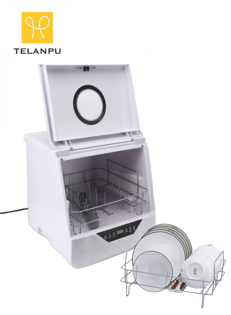 تيلانبو غسالة أطباق محمولة صغيرة الحجم بدون الحاجة إلى التركيب، 4 برامج غسيل، بما في ذلك غسل الفاكهة، ذراع رش 360 درجة، تعقيم بدرجة حرارة عالية 70 درجة مئوية وتجفيف بالهواء الساخن للشقق والمساكن والمركبات الترفيهية - Image 1