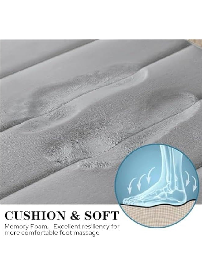 TRASSLE 3 Pcs Memory Foam Bathroom Rug Set, Non Slip Extra Soft Absorbent Bath Mats, Machine Washable & Dry Toilet Mat Sets for Bathroom Floor Livingroom - Image 3