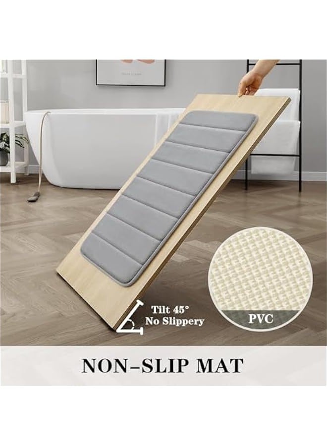 TRASSLE 3 Pcs Memory Foam Bathroom Rug Set, Non Slip Extra Soft Absorbent Bath Mats, Machine Washable & Dry Toilet Mat Sets for Bathroom Floor Livingroom - Image 4