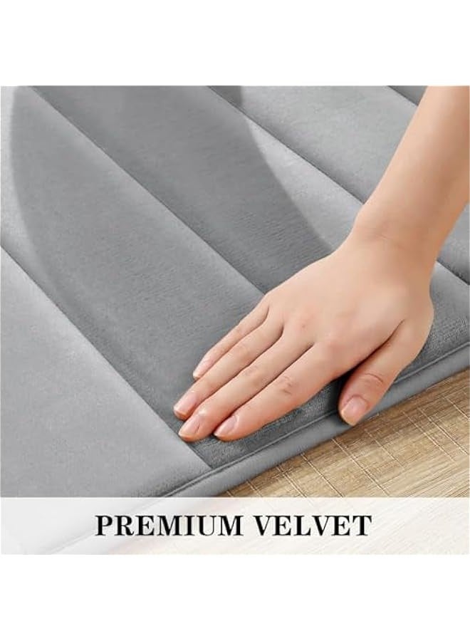 TRASSLE 3 Pcs Memory Foam Bathroom Rug Set, Non Slip Extra Soft Absorbent Bath Mats, Machine Washable & Dry Toilet Mat Sets for Bathroom Floor Livingroom - Image 5