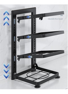 TYCOM Pots and Pans Organizer for Cabinet Kitchen Organizer and Storage Rack,Space Saving Stand with Adjustable Dividers,4 Layer With Iron Wire Black.  - Image 2