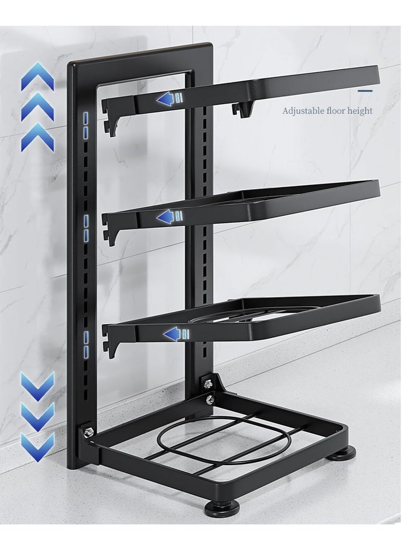 TYCOM Pots and Pans Organizer for Cabinet Kitchen Organizer and Storage Rack,Space Saving Stand with Adjustable Dividers,4 Layer With Iron Wire Black.  - Image 2