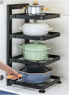 TYCOM Pots and Pans Organizer for Cabinet Kitchen Organizer and Storage Rack,Space Saving Stand with Adjustable Dividers,4 Layer With Iron Wire Black.  - Image 4