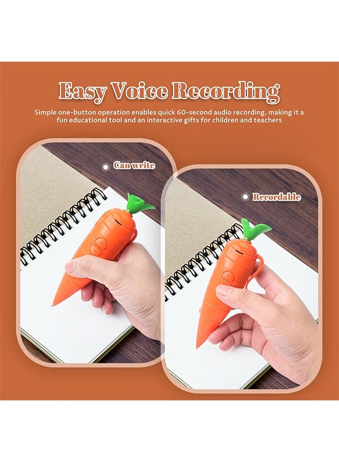Carrot Pen,Cute 60 Second Voice Recorder for Kids， Creative Ballpoint Pen ，Function Fun for Students Teachers School Supplies - Image 5
