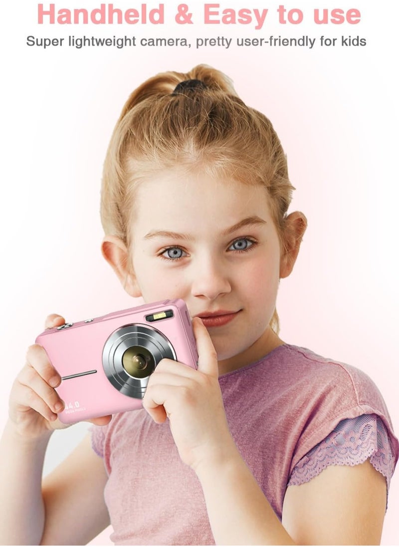 VICTGOAL Digital Camera, FHD 1080P Point and Shoot Kids Camera, with 32GB Card, 16X Zoom Anti Shake Date Stamp, Compact Portable Small, for Starter Kid Children Teen Student Girl Boy(Pink)  - Image 3