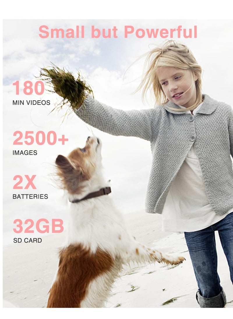 VICTGOAL Digital Camera, FHD 1080P Point and Shoot Kids Camera, with 32GB Card, 16X Zoom Anti Shake Date Stamp, Compact Portable Small, for Starter Kid Children Teen Student Girl Boy(Pink)  - Image 4