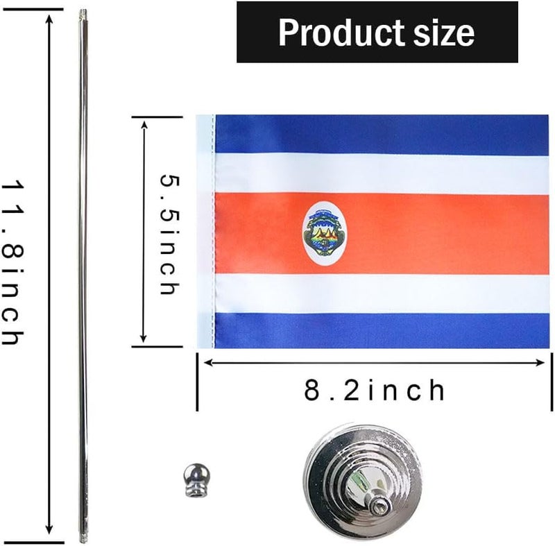 mflagperft Costa Rica Flag Costa Rican Flags, Small Mini Costa Rican Desk Flag, Used for Table Office Classroom Home Patriotic Events Decorations - Image 1
