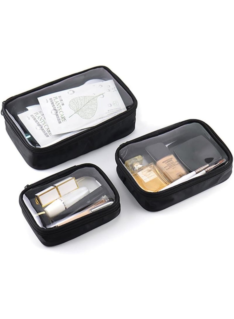 Bukela 3 Pcs Clear TPU Travel Toiletry Bags, Waterproof Zippered Cosmetic Storage Set (S, M, L) - Image 1