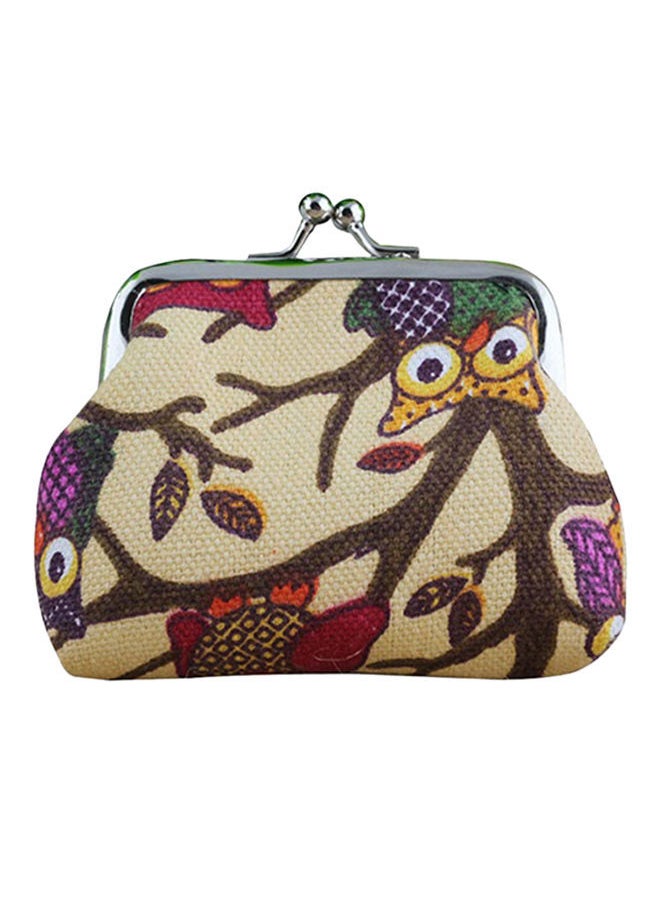 NIBEMINENT Cute Owl Printed Coin Purse Khaki 