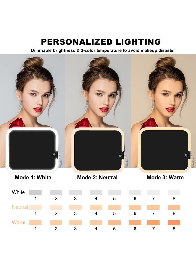 AUTOYSUR Travel Makeup Case with Lighted Mirror 3 Color Setting,Cosmetic Makeup Train Case with Adjustable Divider,Travel Makeup Bag with Light Up Mirror for Makeup Brushes,Makeup Accessories,Tools Case,Women (Black)  - Image 5