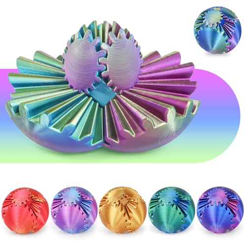 Minleway Gear Ball 3D Printed Cube Fidget ToyGear Sphere Fidget ToysSensory Toys for Stress and Anxiety Relief Desk Toy Fidget SpinnersStocking Stuffers for Adults Kids Gift Blue Green Purple 31 Inch - Image 1