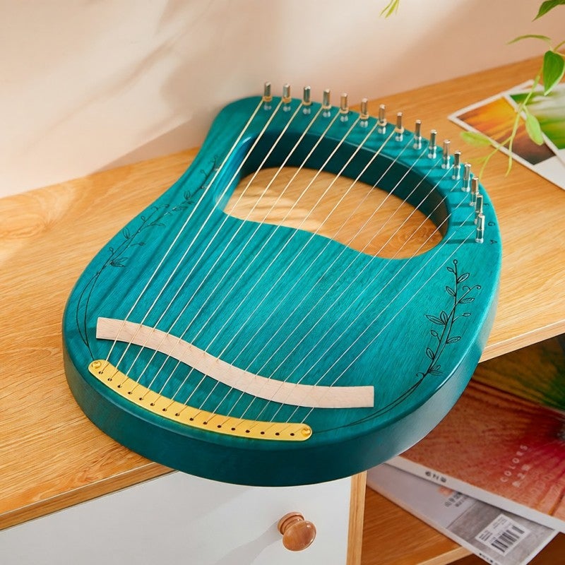 Lyre Harp 16 Steel Strings Mahogany Wood - Warm Tone Box-type Resonance Cavity Comfortable Polished Hold for Beginner Musicians - Image 5