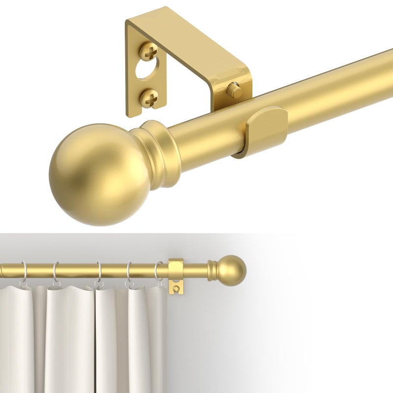 GXOACKJ Curtain Rods for windows 32-62 inch, 5/8 inch Decorative Gold Splicing Heavy Duty Metal Curtain Rod set with Brackets - Image 1