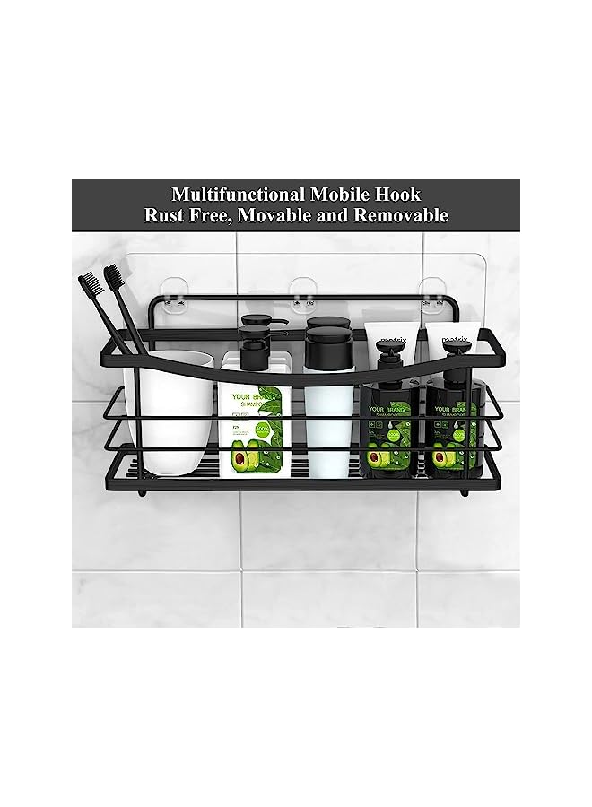 Raxoom Shower Caddy bathroom organizer,2 Packs Shower organizer Caddies bathroom shelf Wall Hanging Organizer Shampoo Holder with 4 Hooks Rust Proof Stainless Steel Storage Racks (Black) - Image 3