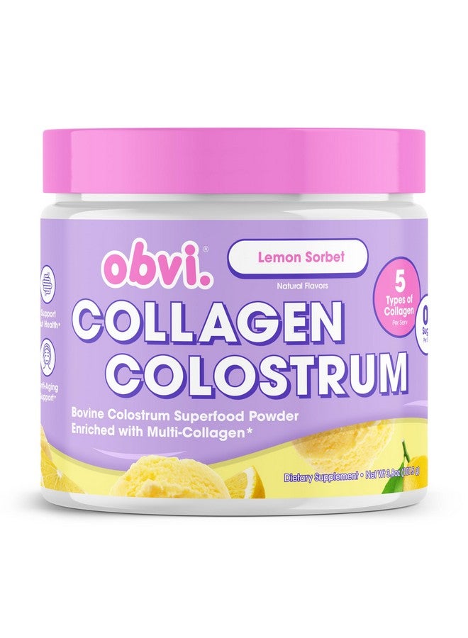 Obvi Collagen Peptide Colostrum Powder | Multi-Collagen Peptides with Grass-Fed Bovine Colostrum | Supports Gut Health, Immune, Skin & Hair | Gluten-Free, Keto-Friendly | Lemon Sorbet, 30 Servings - Image 1