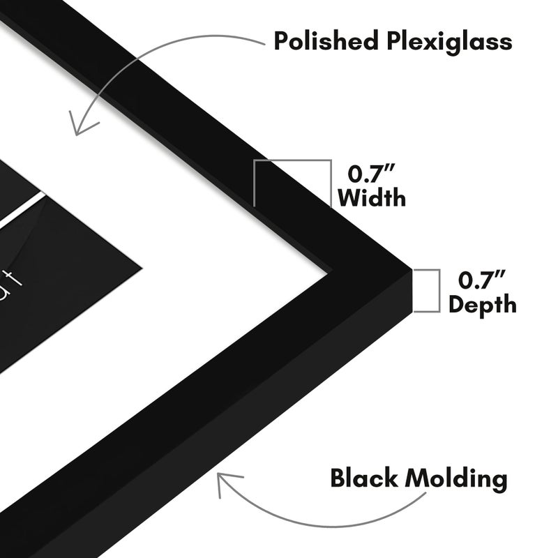 Americanflat 16x20 Picture Frame with Polished Plexiglass - Use as 12x16 Frame with Mat or Display 16x20 Photo Without Mat - Streamline Collection - Thin Border Picture Frames for Wall - Black - Image 3
