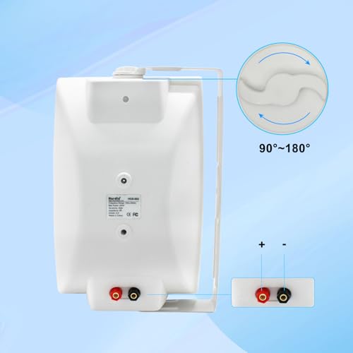 Herdio 6.5 Inch 800W Passive Outdoor Speakers Wired Waterproof 2-Way Wall Mounted Speakers with Bass Suitable for Patio Pool Deck Porch Backyard Indoor Home (2 Pairs, White) - Image 5