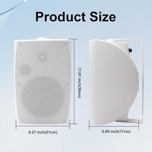 Herdio 6.5 Inch 800W Passive Outdoor Speakers Wired Waterproof 2-Way Wall Mounted Speakers with Bass Suitable for Patio Pool Deck Porch Backyard Indoor Home (2 Pairs, White) - Image 4