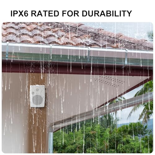 Herdio 6.5 Inch 800W Passive Outdoor Speakers Wired Waterproof 2-Way Wall Mounted Speakers with Bass Suitable for Patio Pool Deck Porch Backyard Indoor Home (2 Pairs, White) - Image 3