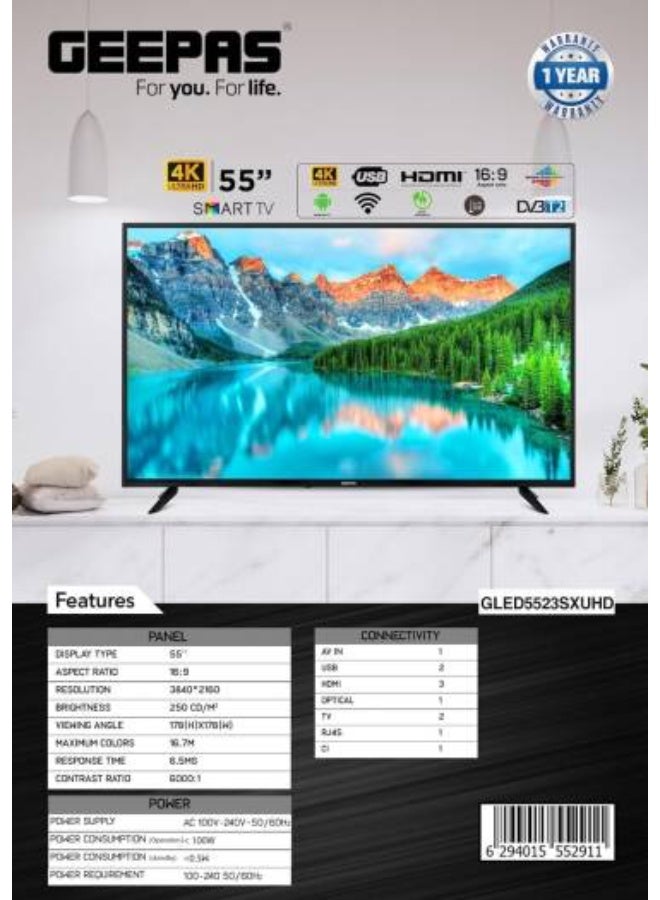 GEEPAS 55 Inch Smart TV - Image 2