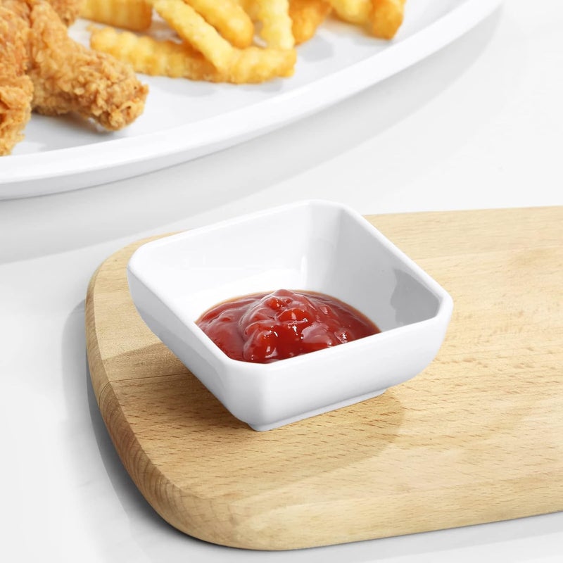 Yedio 3 Oz Square Dip Bowls Set of 6, White Ceramic Dipping Sauce Dishes, Mini Condiment Bowls for Soy Sauce, Sushi, BBQ, Ketchup, Vinegar, Party & Daily Use - Image 5
