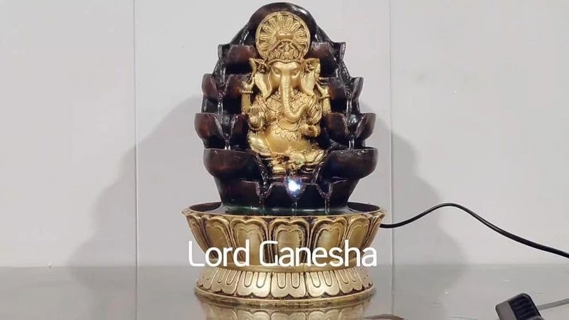 GTC ® Beautiful Lord Ganesha Water Fountain Shree Ganesha Show Piece for Home Decorative Diwali Gifts for Drawing Room Living Room Waterfall Decorative Item withMini Motor Pump (332, Multicolor), Resin - Image 2