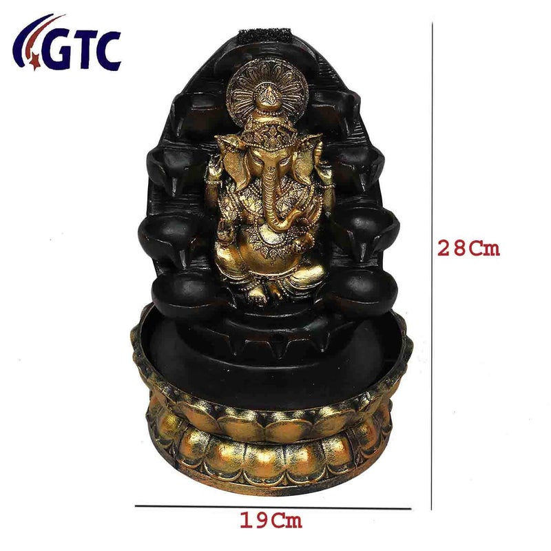GTC ® Beautiful Lord Ganesha Water Fountain Shree Ganesha Show Piece for Home Decorative Diwali Gifts for Drawing Room Living Room Waterfall Decorative Item withMini Motor Pump (332, Multicolor), Resin - Image 1