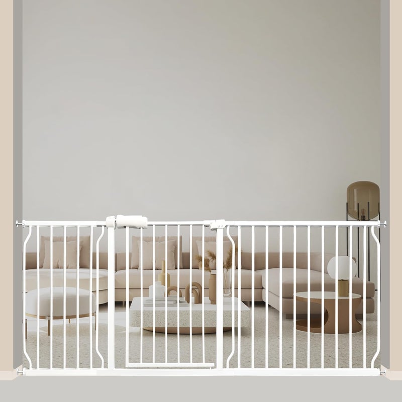 Vothco Baby Gates Extra Wide 715764 Inch Large Baby Gates for Stairs Tension Pet Dog Gates Indoor for Doorways No Drilling Pressure Mounted Pet Gates for Kids