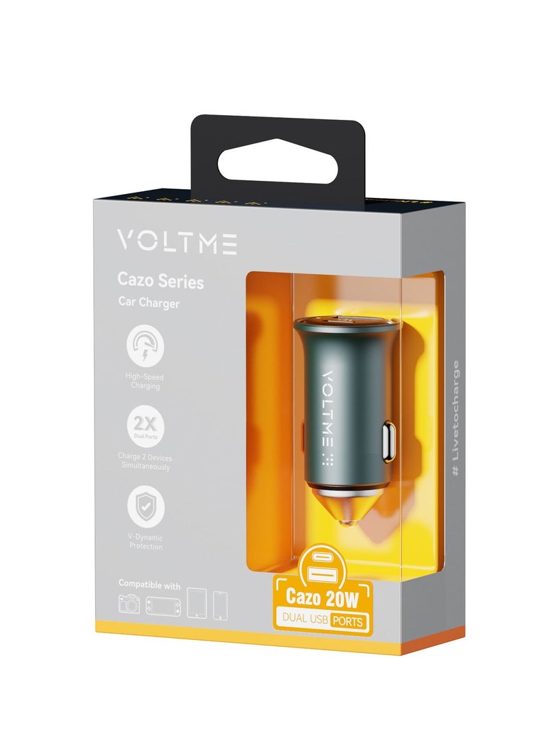 VOLTME - PD 20W Car Charger Fast Charging Dual USB Car Plug Adapter, Type C & USB-A, Compatible with iPhone 16 Pro Max/16 Pro/15/14/13 Pro Max/12/11, iPad Pro/Mini 6, Samsung S24/S23, Huawei Mate 60, and More - Quick Charge for Smartphones, Tablets, and Electronics (Green) - Image 1