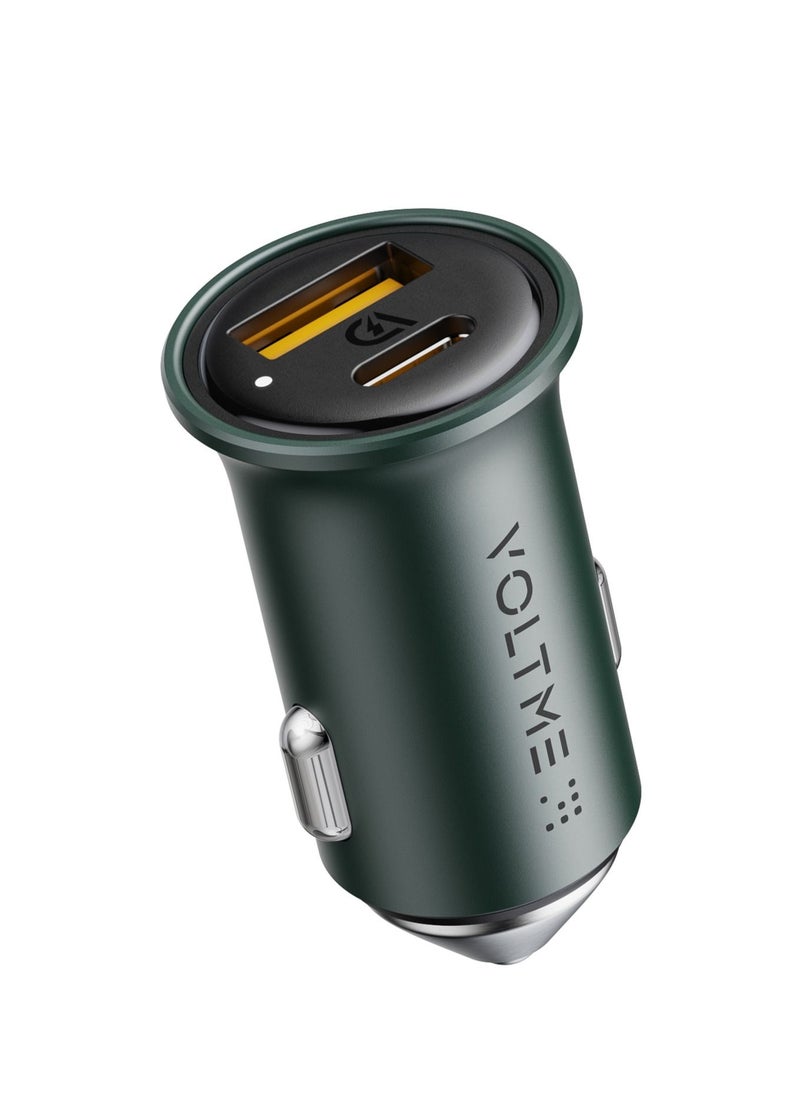 VOLTME - PD 20W Car Charger Fast Charging Dual USB Car Plug Adapter, Type C & USB-A, Compatible with iPhone 16 Pro Max/16 Pro/15/14/13 Pro Max/12/11, iPad Pro/Mini 6, Samsung S24/S23, Huawei Mate 60, and More - Quick Charge for Smartphones, Tablets, and Electronics (Green) - Image 1