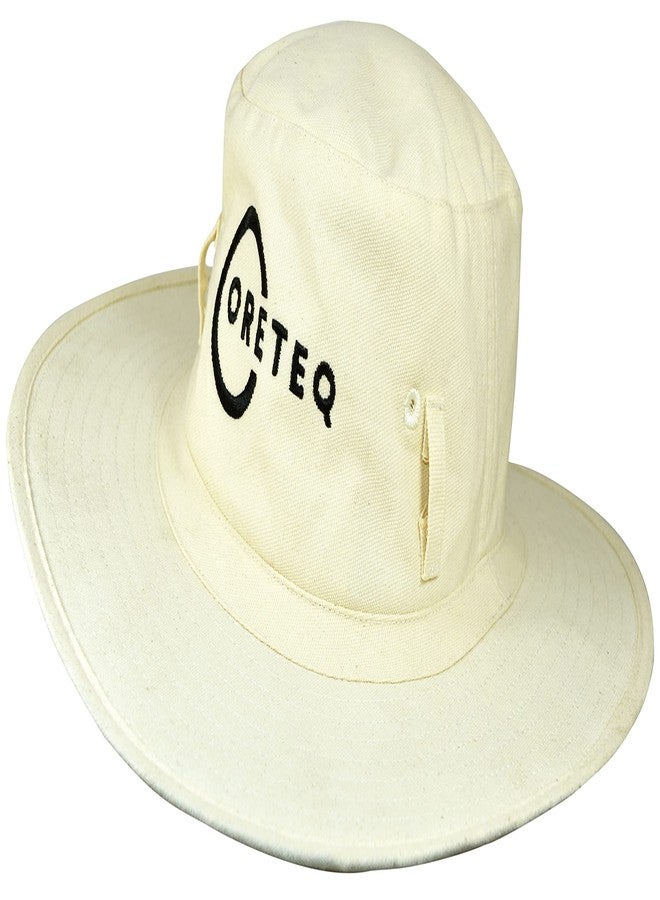 Coreteq Unisex 100% Cotton Canvas Cricket Round Hat Sports Lightweight Big Brim With Loops (Large, Natural White) - Image 1