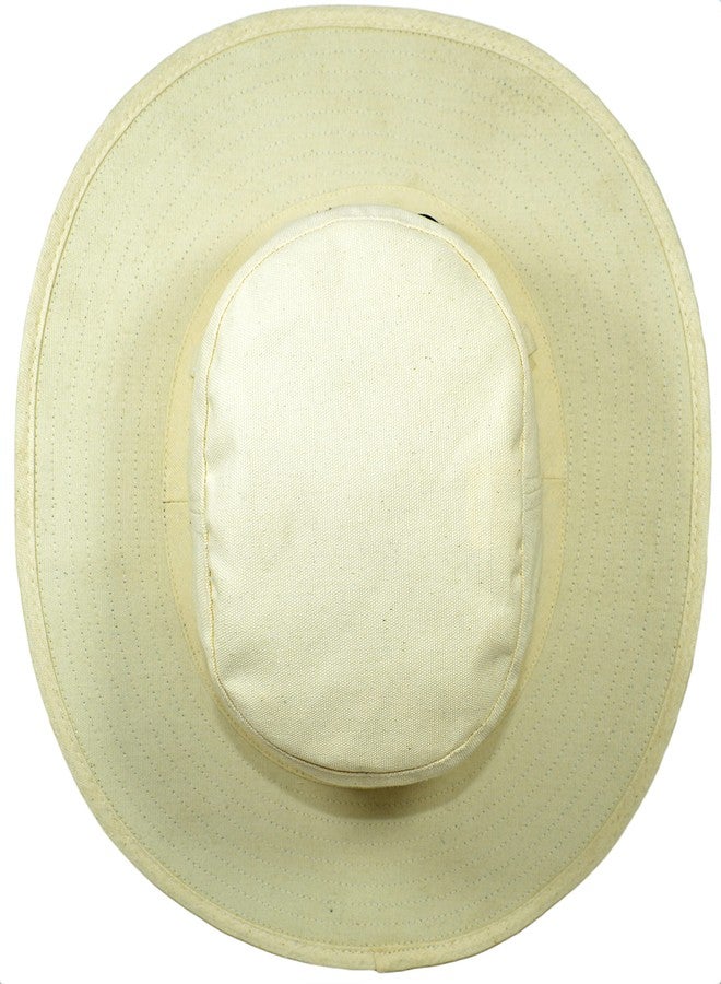 Coreteq Unisex 100% Cotton Canvas Cricket Round Hat Sports Lightweight Big Brim With Loops (Large, Natural White) - Image 5