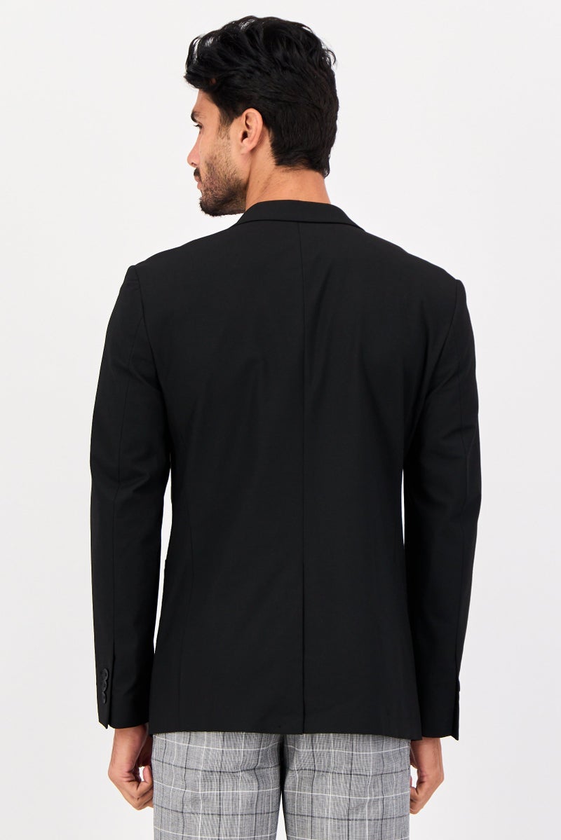 SELECTED Men Regular Fit Solid Long Sleeve Semi-Formal Padded Blazer, Black - Image 3