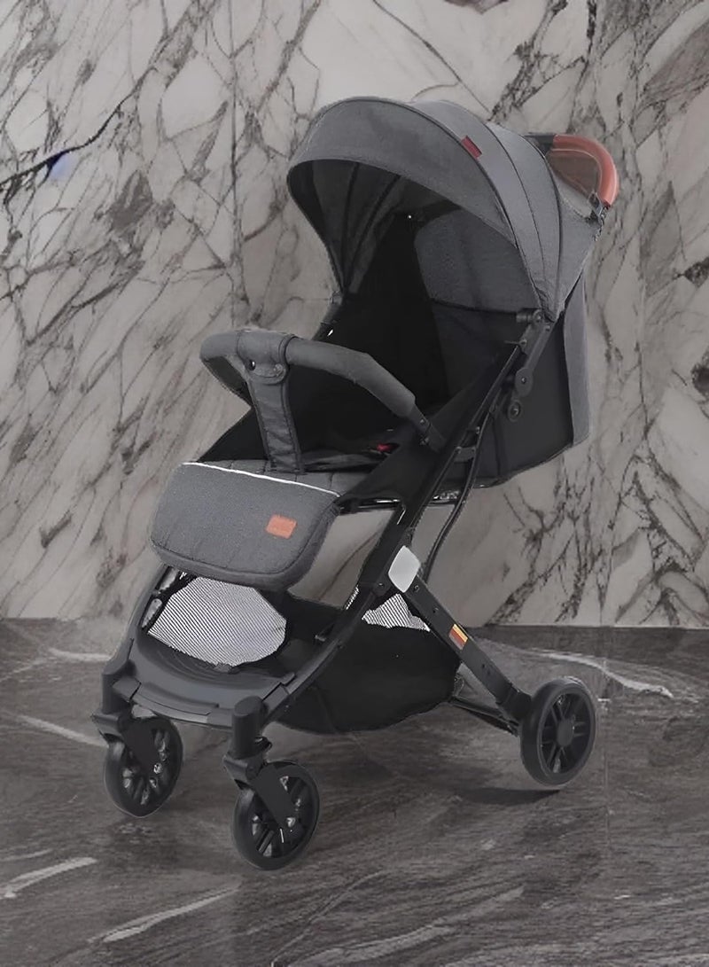 Reko Baby Kids Travel Stroller Baby stroller 5-point seat belts Adjustable Backrest Reversible Lightweight Self Folding Baby Stroller, with One Hand Gravity Fold Grey Official M13-65-K8 (Grey) - Image 5