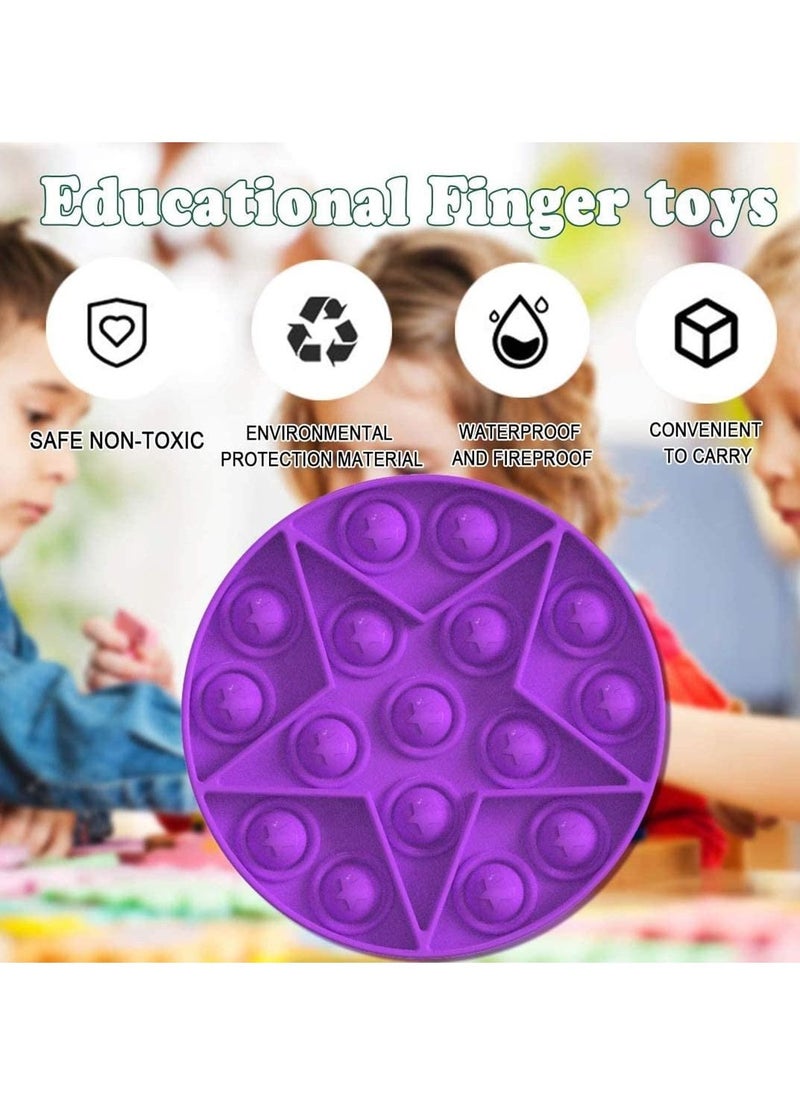 Y&D Push Pop Fidget Toy, Silicone Bubble Sensory Toy Simple Dimple, Autism Special Needs Stress Reliever, Playing Board Emotion Anxiety Relief Tool for Kids Adults (Pentagram Purple)  - Image 1