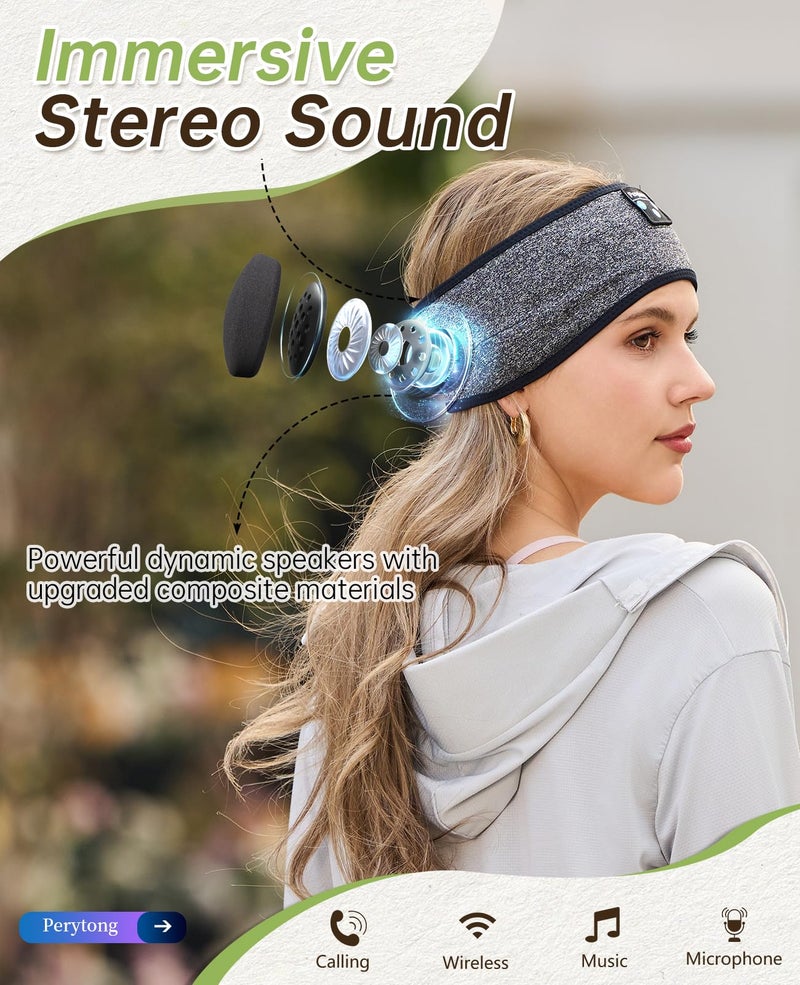 Perytong Bluetooth Sleep Headphones Headband - Soft Elastic Comfortable Headband, Gifts for Men, Women, Teenagers - Image 4
