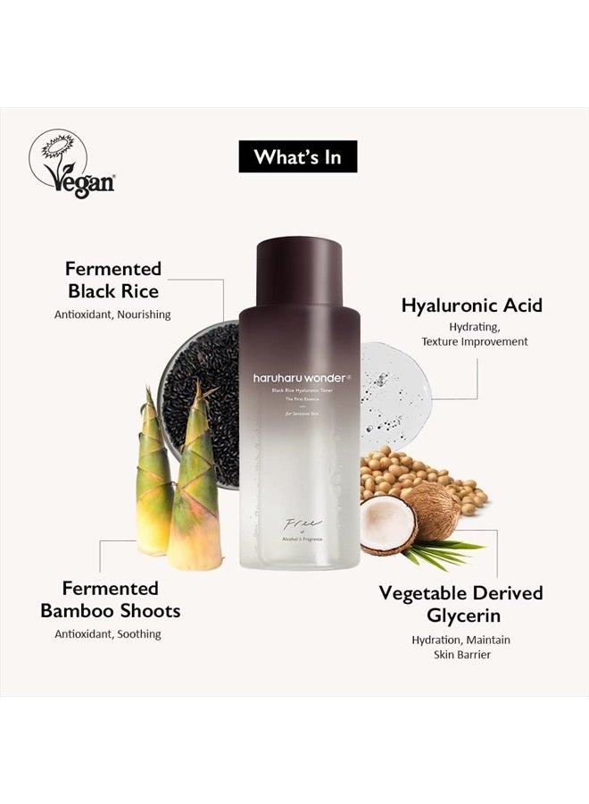 HARUHARU Haruharu Wonder Black Rice Hyaluronic Toner for Sensitive Skin 10.1 fl.oz / 300ml | Alcohol Free, Fragrance Free | Vegan, Crurelty Free, EWG-Green - Image 4