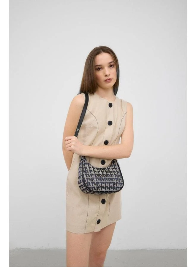 Shule Bags  Black Shoulder Bag with Vest Pattern for Women | Best Price UAE